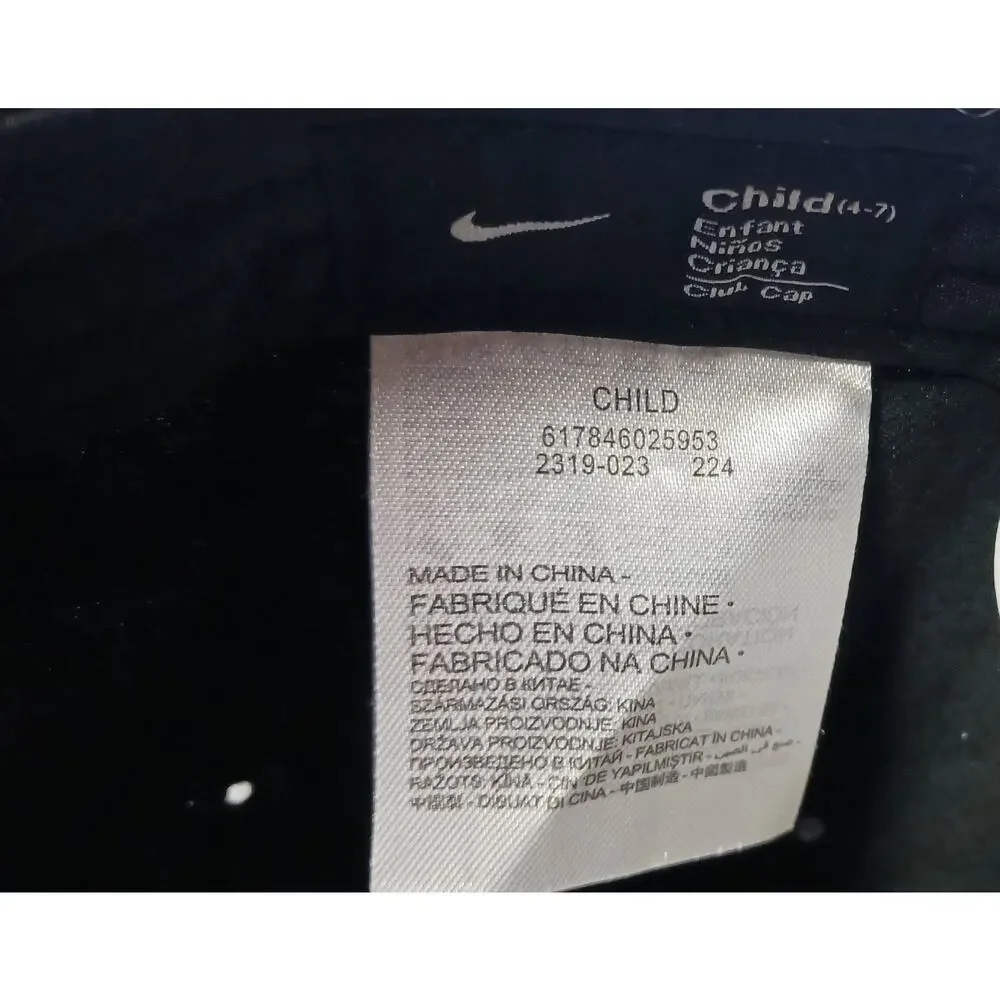 Nike Club Cap Kids Youth Swoosh Adjustable Hat Black White Size 4-7 New